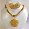 Oorbellen ketting Wando Luxe Ethiopische Dubai Gold Color Flower Ball Pendant Sets Women Girl Jewelries Papoea Guinea sieraden