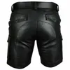 Men's Shorts Men Faux Leather Plus Size Summer Fashion Black PU Casual Mid Waist Straight-leg Pants