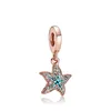 Convient aux bracelets Pandora 20pcs pendentif en cristal d'étoile de mer bleue breloques en argent perle balancent des perles de charme pour la vente en gros bricolage bijoux de collier européen sterling