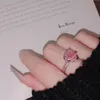 Ins süße süße Eheringe Modeschmuck 925 Sterling Silber Füllung Herzform Rosa Topas CZ Diamant Edelsteine Versprechen Ewigkeit337R