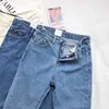 Vriendje jeans voor vrouwen hoge taille donkerblauw denim kleding straat chic rechte broek vrouwelijke zomer doek vintage broek 210809
