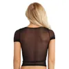 T-shirt intimo sexy da donna T-shirt trasparenti trasparenti trasparenti Top corto Camicie elastiche per feste serali Clubwear 2 pezzi