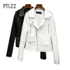 Mulheres Biker Jaqueta de Couro Senhoras Rua Primavera Outono Zipper White Punk Outwear Feminino Moto Faux Casacos 210525