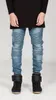 Herenbroek Trendy Merk Motorfiets Gestapelde Jeans Mannen Vrouwen Gerimpeld Slanke Fit Denim Elastische Geplooide Skinny Jean Broek 2021 Zwart