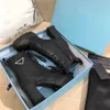 Designer Damenmode Stiefel Leder und Nylon Stoff Stiefeletten Damen Knöchel Biker Australien Winter Sneakers Größe US 4 -10