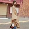 Casual Khaki Mantello Giacca a vento per donna Colletto con risvolto Polsino grande Vita alta con telai Trench da donna Moda 210524