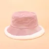 Chapeaux à large bord en velours côtelé femme pêcheur chapeau de seau doux hiver épais chaud peluche Panama chapeau de soleil pour fille bassin