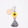 Utrikeshandel Beaded Food Grade Silicone Sunflower Keychain Kan skrivas ut Runda Hänge Key Ring Multi-Color Valfri