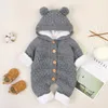 Baby Rumper зима вязаная одежда, рожденная флис комбинезон младенческий мальчик с капюшоном девушка комбинезон 211011