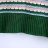Maglione lavorato a maglia da donna Gilet donna Primavera Autunno A righe Gioielli Bottone POLO Top Vintage Cropped Maglieria 210520