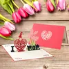 Greeting Cards 3D -Up Mothers Day Gifts Heart Flowers Bouquet With Envelope Birthday Card For Mom