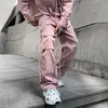 2021 Printemps Rose Couleur Chemises à manches longues + Pantalon cargo Deux pièces Ensemble de mode coréenne Ensembles pour hommes Hip Hop Streetwear X0909