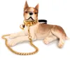 Coleira de cachorro com corrente dourada, coleira de aço inoxidável 19mm para animais de estimação, corgi pug, acessórios para cachorros de pelúcia 244v