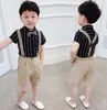 Summer Boys Performance Sets Kids Lapel Breft Shirtsstripe Suspender Bows Bows Tie 3pcs Boy Vêtements A69016305460
