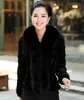 Kvinnors Fur Faux Äkta Real Natural Mink Coat With Collar Fashion Warm Winter Waistcoats Jacket Outwear