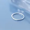 ピュア925スターリングシルバーファッショナブルな結婚式のリングの女性シンプルなジルコン積み重ね可能な指のファインジュエリービジュー210707