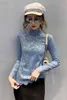 Casual Solid Long Sleeve Lace Blouse Korean Style Women Turtleneck Tops Elegant Slim Spring Clothing 7909 50 210521