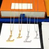 Herren Anhänger Halsketten Designer Schmuck Dimond Buchstaben Liebe Halskette Gold Silber Kette L Halskette für Frauen Hochzeit Top Qualität 22022403r