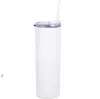 Novo Sublimação Caper Skinny Tumbler 20oz Branco Branco Copo com Tampa Palha Aço Inoxidável Aço Inoxidável Copo De Vácuo Isolado Caneca Mar Way EWA2083