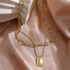 Collana girocollo a catena grossa in oro multistrato punk per donna Moda collana con pendente rotondo irregolare Regali di gioielli di tendenza
