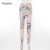 Wjustforu Streetwear Leggings Высокая талия мода Печать спортивные штаны Женщины Божества Женщины Леггинсы для женщин Лоскутное брюки Q0801