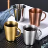 High Quality 304 Stainless Steel Coffee Mug Double-walled Anti-Scald Cup Beer/Water/Tea Anti Fall Metal Travel Tumbler 320ML 220311