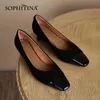 Sophitina Gentle Wind Mid-Heel Square Toe Kvinnor Skor Stitching Sheepskin Simple Shoes Spring All-Match ALIP-ON Lady Pumps AO188 210513