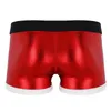 Mężczyźni Bokser Bielizna Majtki Boże Narodzenie Faux Skórzane Pasek Pasek Szorty Santa Claus Homme Swimwear