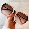 Solglasögon vintage oregelbunden torg för kvinnor mode varumärke orange te gradient solglasögon kvinnlig elegant UV400 glasögon