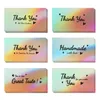Greeting Cards 50PCS Gift Holographic Silver Retail Store For E-commerce Thanks Notes "Thank You Your Order" Business Appre