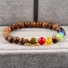 7 chakra pulseira homens metal ouro peixe grânulos naturais madeira budista buddha yoga braceletes para mulheres jóias