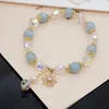 Straski z koralikami kwiat wisiorek niebo niebieski 8 mm naturalne kryształowe perły słodkowodne koraliki bransoletki bransoletki dla kobiet mody biżuterii Akcesoria YBR51