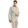 メンズシルクサテンパジャマセットPajamasセットPJSスプラリーウェアLoungewear S~4XLストライプ211111