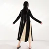 [EAM] Women Contrast Color Black Long Dress Turtleneck Long Sleeve Loose Fit Fashion Autumn Winter 1DD215301 21512