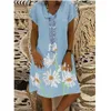 Vintage kvinnor sundress casual kortärmad v-hals tryckt miniklänning sommar blommig a-line stor storlek 3xl lady vestidos 210526