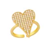 Кластерные кольца FLOLA CZ PAVE CRISTAL HEART OPEN MAND для женщин с каменным золотом регулируемое кольцо с кольцом
