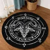 Round Rug Satanic Cat Goat Impaled Throne Area Atheist Carpet Bath Mat Black Living Room Home Decoration