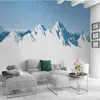 Wallpapers custom 3d po moderne stijl hand geschilderd sneeuw bergen blauwe hemel muurschilderingen behang slaapkamer woonkamer tv sofa achtergrond muur