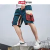 LAPPSTER Summer Patchwork Sweatshorts Men Basketball Camo Cargo Shorts Cotton Army Green Running Plus Size Joggers 210714