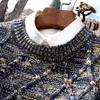 Sweter męska marka moda swetry męski o-neck pasek szczupły dopasowanie dziewiarskie niebieskie swetry mężczyzna sportowy klub top y0907