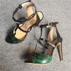 El yapımı Bayanlar Stiletto Yüksek Topuklu Sandalet Toka Ayak Bileği Starp Açık Toe Patchwork Büyük Boy 35-47 Akşam Parti Balo Moda Yaz Ayakkabı D510