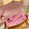 Postman's Bag Travel Bags Classic Handbag Fashion Genuine Leather Plain Hasp Hardware Buckle Removable Shoulder Strap Letter Printing Pink