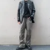 メンズスーツカラーレザージャケットファッションデイジーブローチルーズコートブラック/レッドカラーアウタープーレザー衣服サイズM-L 210524