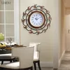 Américain créatif muet mode lumière luxe art rétro maison chambre décoration salon horloge murale 210414