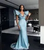 ASO EBI 2021 Arabski Plus Size Stylowe Syrenka Sexy Suknie Wieczorowe Zroszony Koronki Luksusowe Prom Formalna Party Druga Recepcja Gowns ZJ305