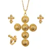 Etiopski Bridal Cross Jewelry Sets Etiopia Gold Eritrea Habesha Naszyjnik Ślub Kolczyki dla kobiet