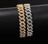 12mm Miami Cuban Link Chain Colar Braceletes Set para Mens Bling Hip Hop Gelado Out Diamante Gold Prata Rapper Chains Mulheres Jóias Presente