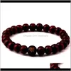 Beaded, Strands Drop Delivery 2021 Fashion Men Beaded Bracelets Handmade Bead Bracelet Stretch Hip Hop Jewelry Black Brown Wood Beads Sandalw