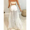 Kobiety Letnia Plaża Sundress Boho Maxi Wysoka talia Sheer Spódnica Retro Polka Długie Spódnice Klub Przyjęcie