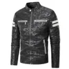 Män Höst Brand Casual Motor Distressed Leather Jacket Coat Män Vinter Vintage Outwear Fleece Faux Läder Jackor Män 211009